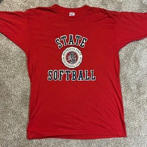 Single stitch vintage softball t-shirt